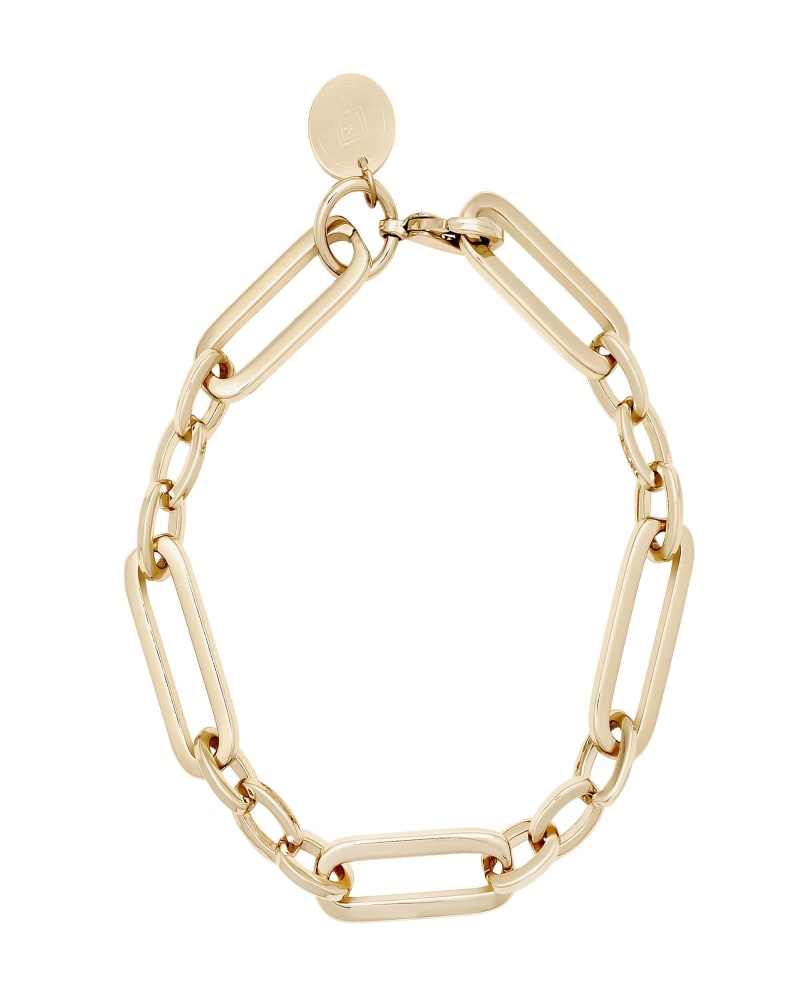 Front of a size 9" Dean Bracelet 9" Gold in Gold by Eklexic. | dia_product_style_image_id:282621